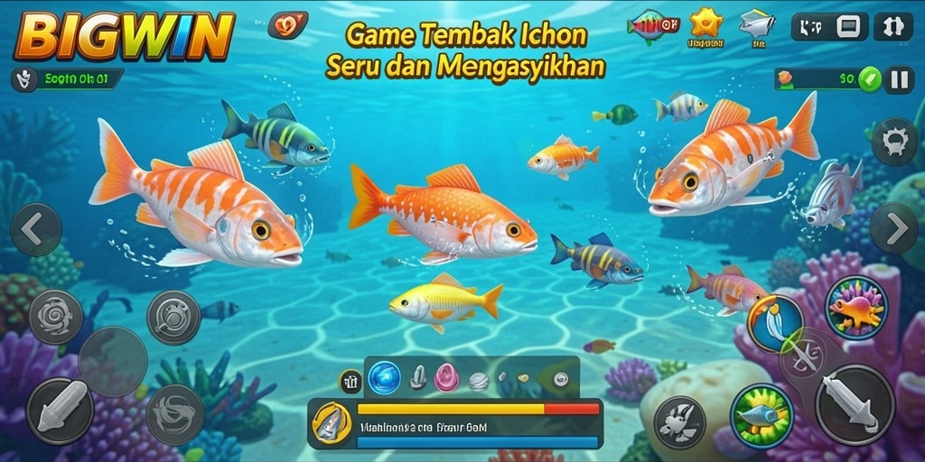 Tampilan gameplay seru dari BIGWIN saat menangkap ikan.