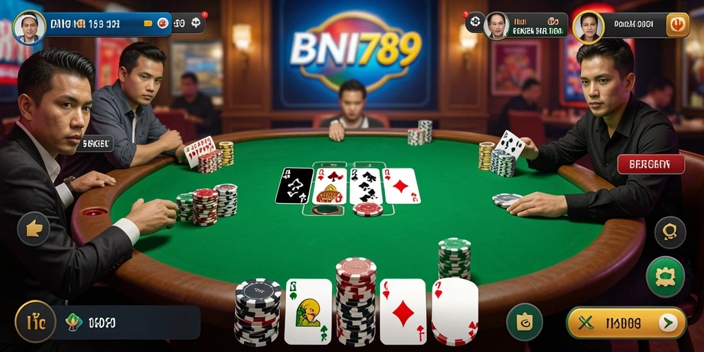 Screenshot gameplay BNI789 yang menampilkan aksi seru poker.