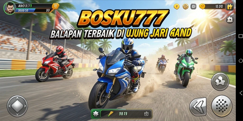 Tampilan gameplay mendebarkan dari balapan motor di BOSKU777.