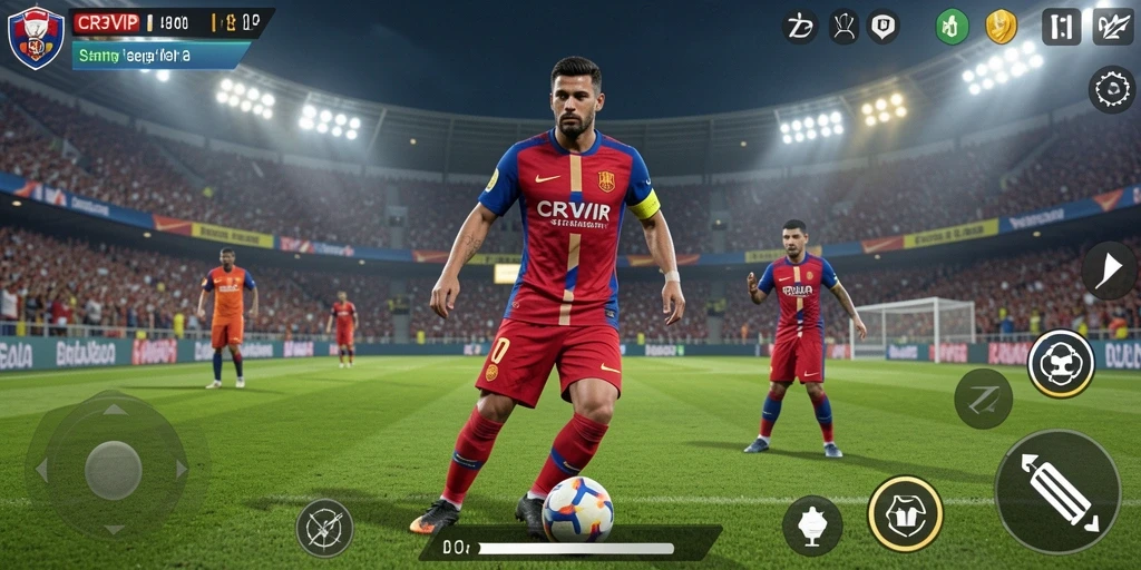 Tampilan gameplay CR7VIP yang mendebarkan dan realistis dalam pengalaman simulasi sepak bola.