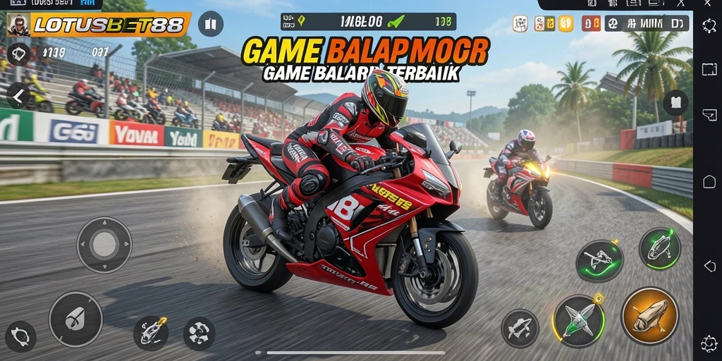 Tampilan seru dari gameplay balap motor LOTUSBET88.