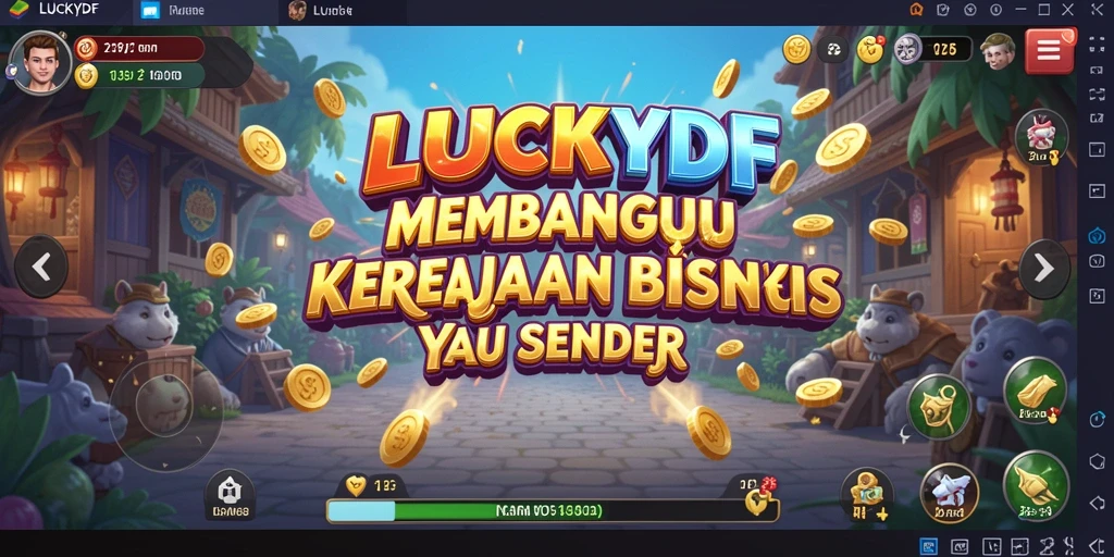 Screenshot gameplay LUCKYDF menampilkan keragaman bisnis yang bisa dibangun.