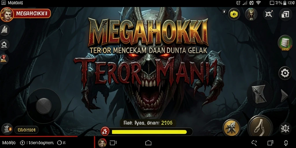 Tampilan gameplay yang menegangkan dan menyeramkan dalam MEGAHOKI.