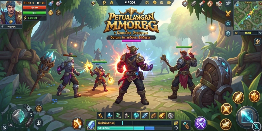 Tampilan gameplay seru MPO08 dengan pertarungan dan eksplorasi dunia yang luas.
