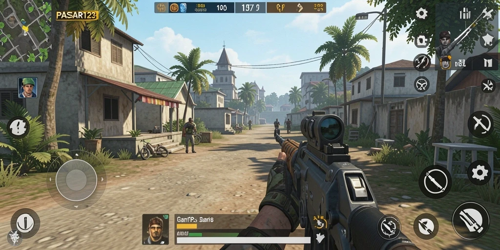 Tampilan gameplay PASAR123 yang penuh aksi dan strategi.