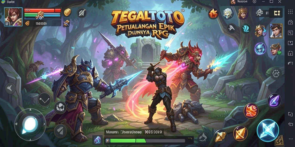 Screenshot gameplay TEGALTOTO menampilkan aksi pertarungan RPG yang intens.