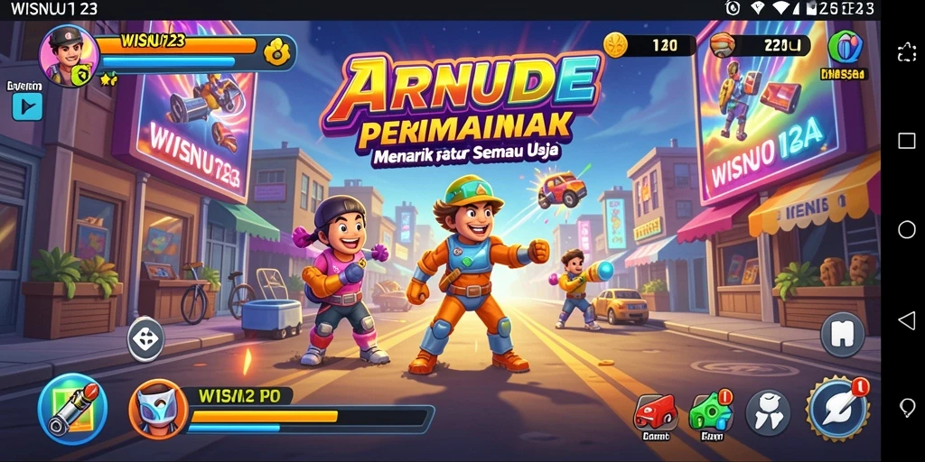 Screenshot WISNU123 menampilkan aksi seru gameplay Arcade.