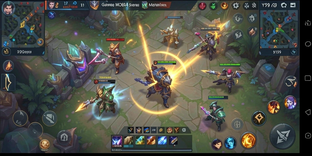 Tangkapan layar utama Y89 menampilkan aksi seru di arena MOBA.