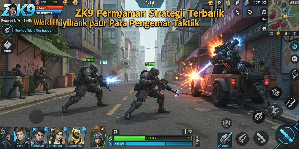 Tangkapan layar utama ZK9 menampilkan aksi strategi yang dinamis dan menegangkan.